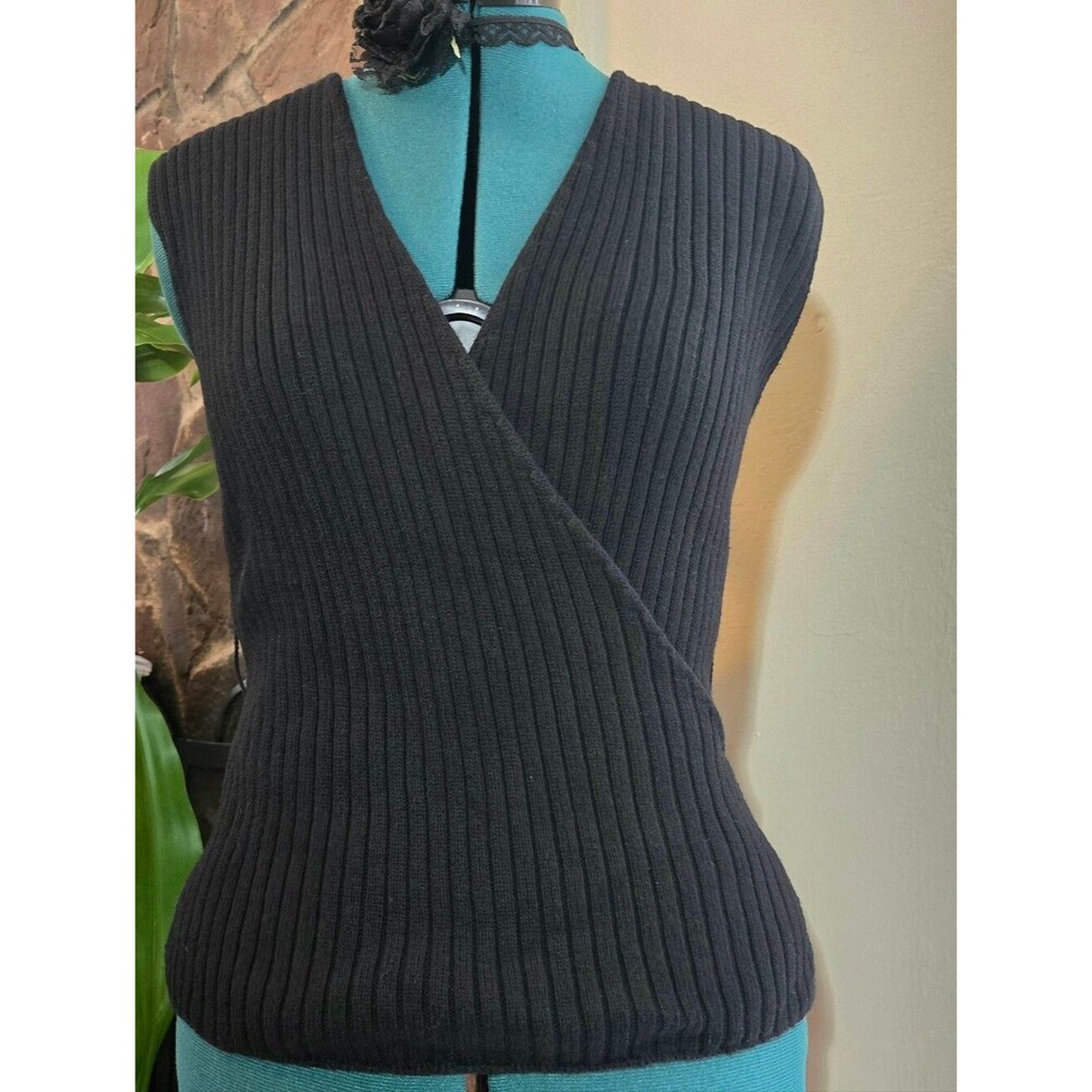 Vintage Hon Billie Lace Inlet Angora Hooded Wrap Vest - Dark Coquette Goth